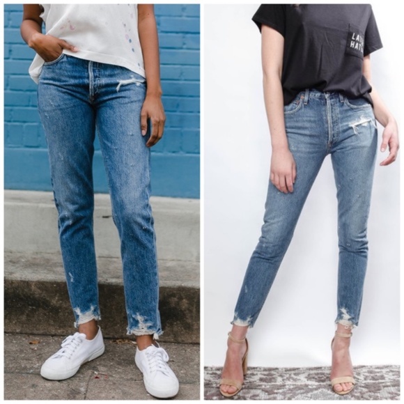 Agolde Jamie Hi Rise Classic Jeans in Grade Wash 28 - Picture 3 of 4